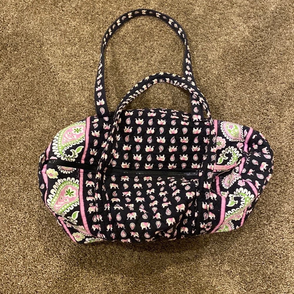 Vera Bradley black/pink Elephant Paisley Duffle